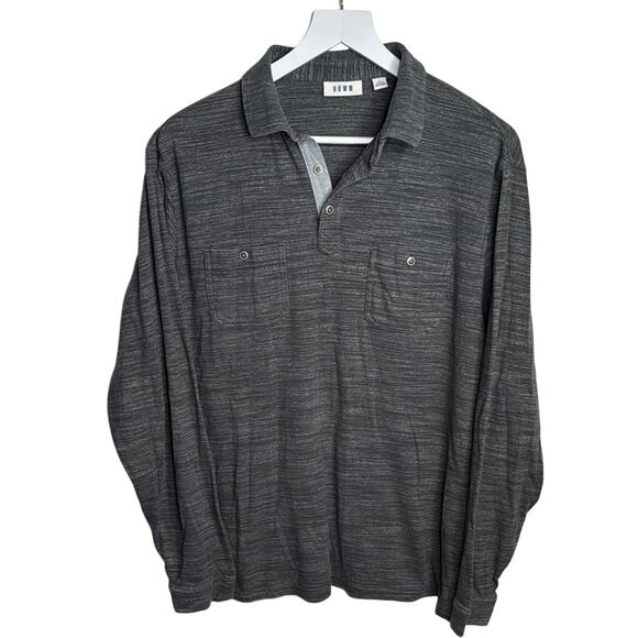 rowm Other - Rowm Men’s 1/4 Button Heathered Long-sleeve Pocket Polo M-284 Sz L